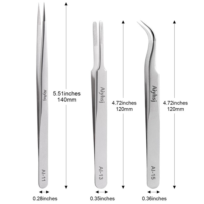 Precision Tweezer, Upgraded Professional Fine Tip curved, High-end Stainless Steel Tweezers for Craft, Electronics, Soldering, Eyelash Extensions, Laboratory Work, Jewelry-Making
