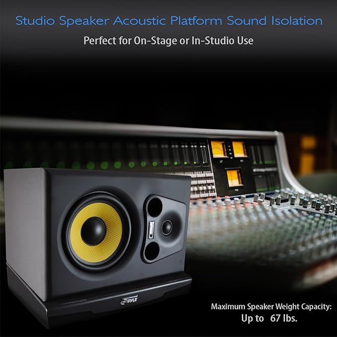 Pyle Speaker Isolation Pads - 13 x 11 x 2.6 inches - Acoustic Noise Isolation Platform - Foam Riser Recoil Stabilizer with Rubber Base for Studio Monitor, Subwoofer, Loudspeaker - PSIO8
