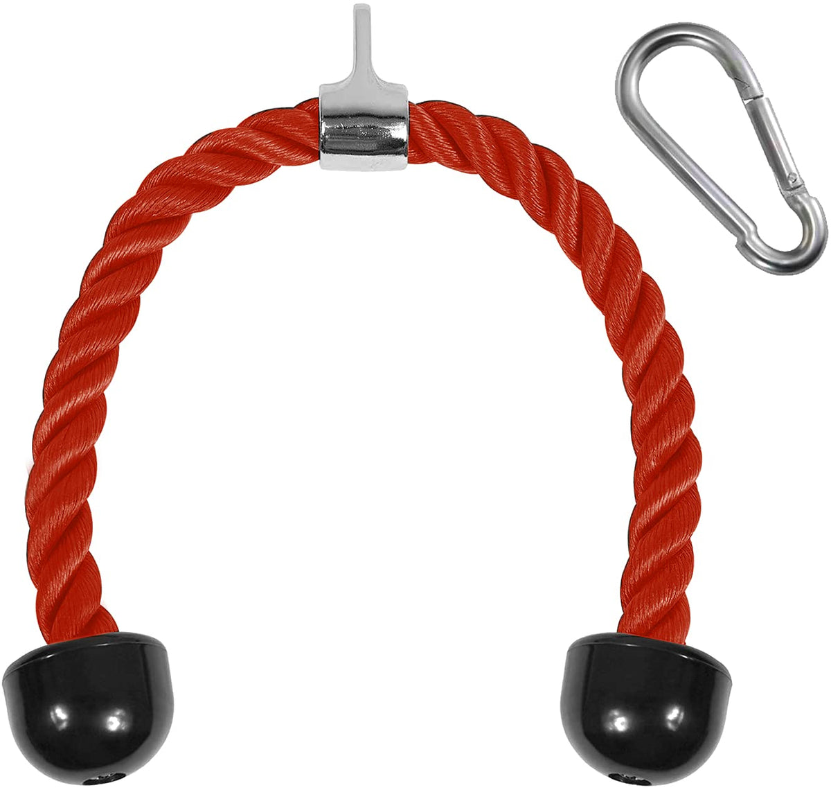 Yes4All Deluxe 27" Red Tricep Rope with Carabiner, Exercise Machine Attachments, Pulley System Pull Down Rope, LAT Cable Attachment for Row Machine & Cable Machine