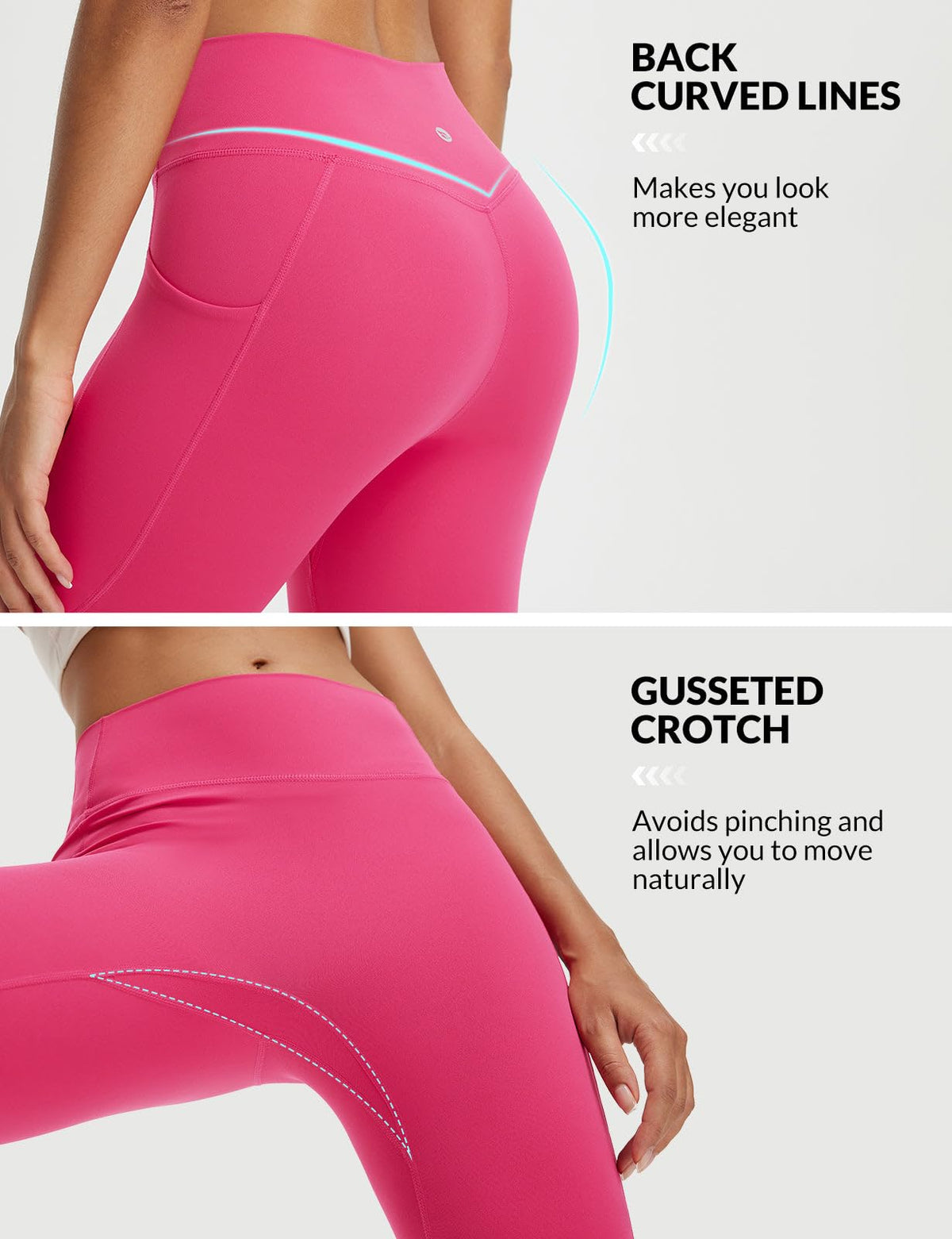 baleaf Women's Capri Leggings with 3 Pockets Capris Yoga Pants 21" Inseam High Waisted Workout Rosy M