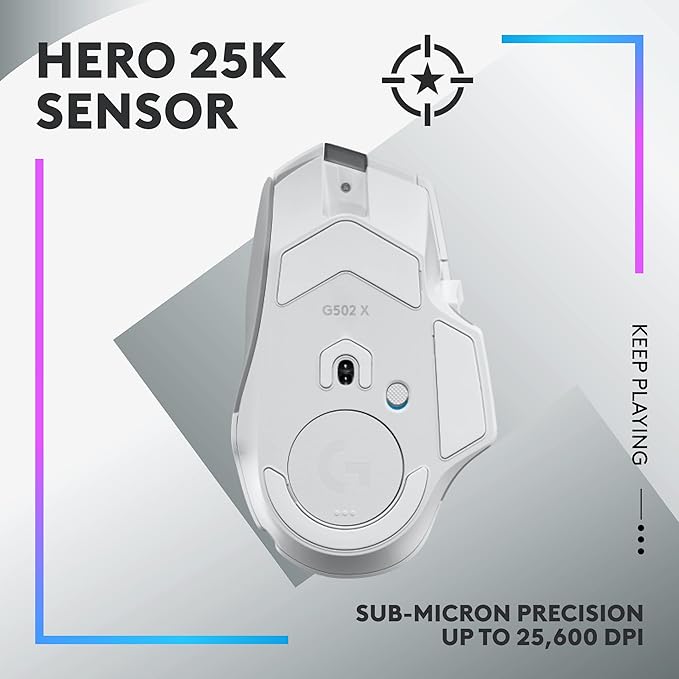 Logitech G502 X Plus Lightspeed Wireless RGB Gaming Mouse - Optical Mouse with LIGHTFORCE Hybrid switches, LIGHTSYNC RGB, Hero 25K Gaming Sensor, Compatible with PC - macOS/Windows - White