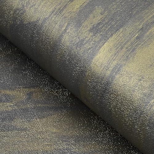 FunStick Thick Grey Gold Stained Concrete Wallpaper Peel and Stick Textured 3D Concrete Contact Paper for Countertops Waterproof Removable Faux Cement Wallpaper for Bedroom Walls Cabinets 15.8"x78.8"