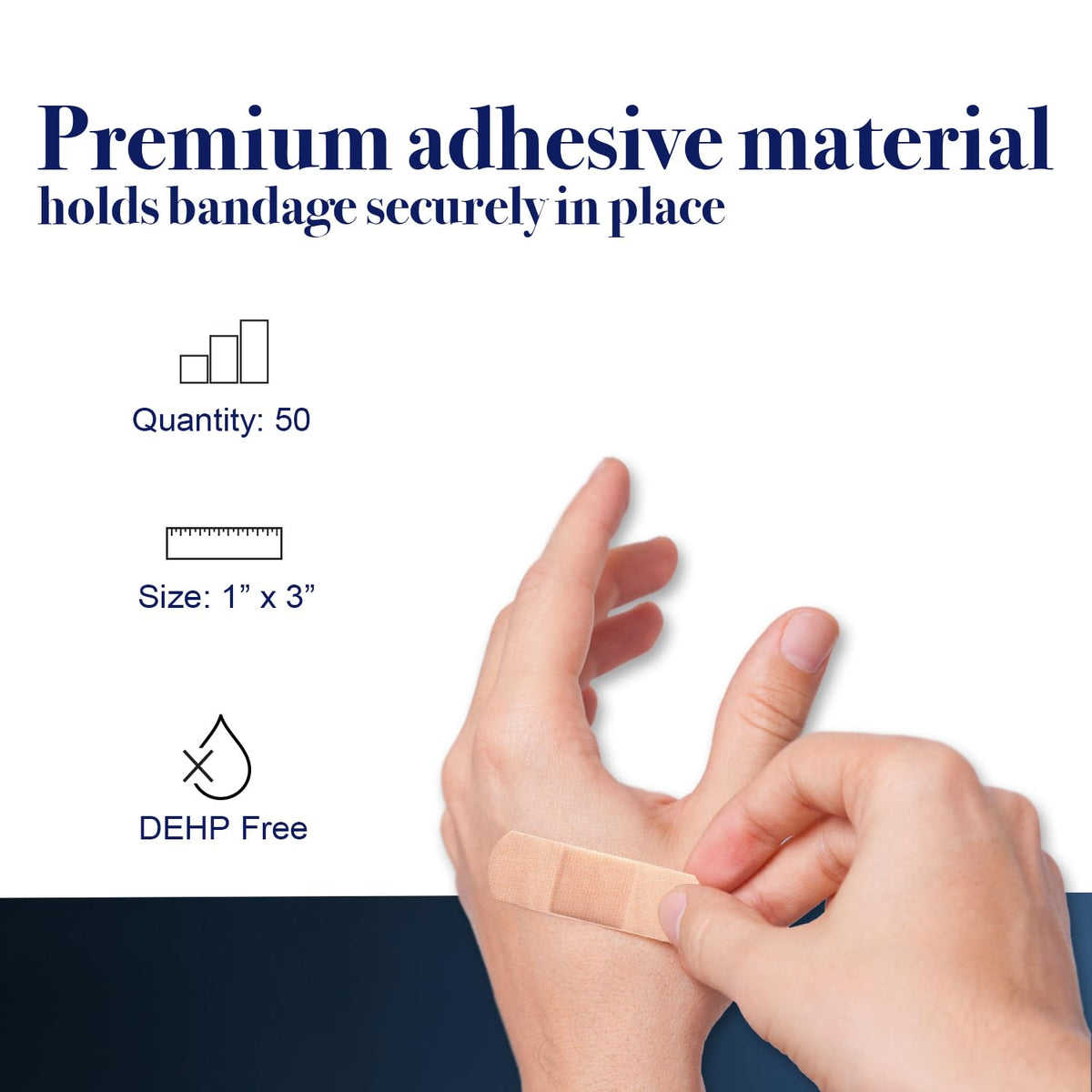 Dynarex Sterile Adhesive Fabric Bandages – 1" x 3" Flexible Wound Dressing for Minor Cuts, Breathable Material, Secure Fit with Non-Stick Pad, 1 Box of 50