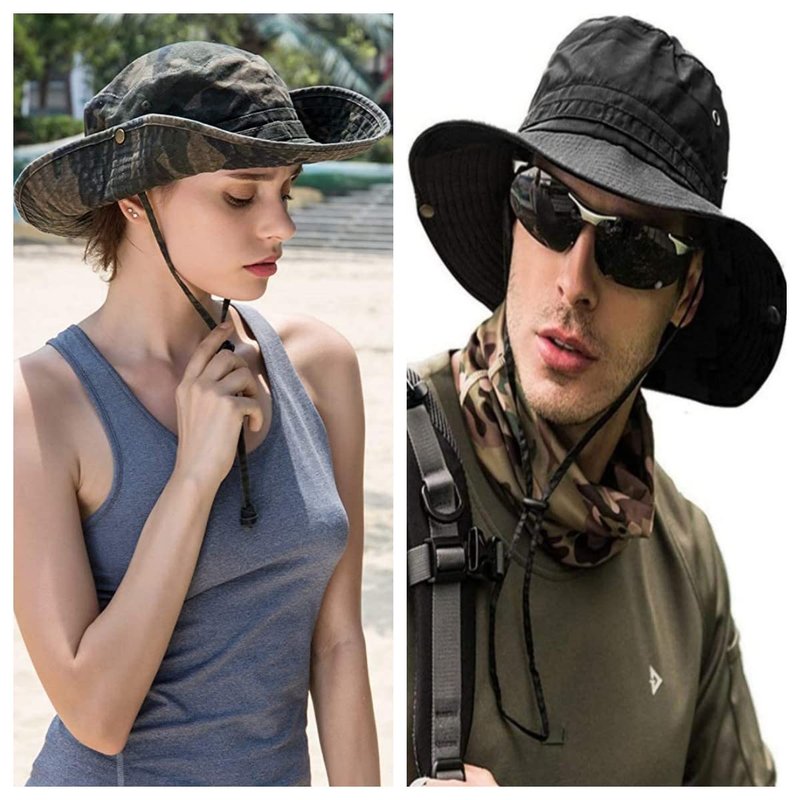 Sun Hats for Men Women Bucket Hat UPF 50+ Boonie Hat Foldable UV Protection Hiking Beach Fishing Summer Safari(1pack-Beige-2)