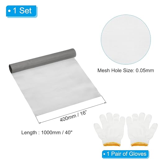 PATIKIL 40" L x 16" W Woven Wire Mesh, 300 Mesh 304 Stainless Steel Air Vent