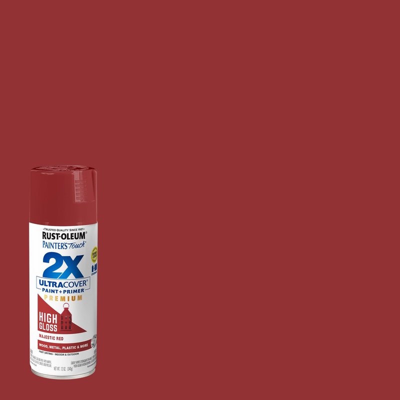 Rust-Oleum 372272- Painter's Touch 2X Ultra Cover Spray Paint, 12 oz, Majestic Red