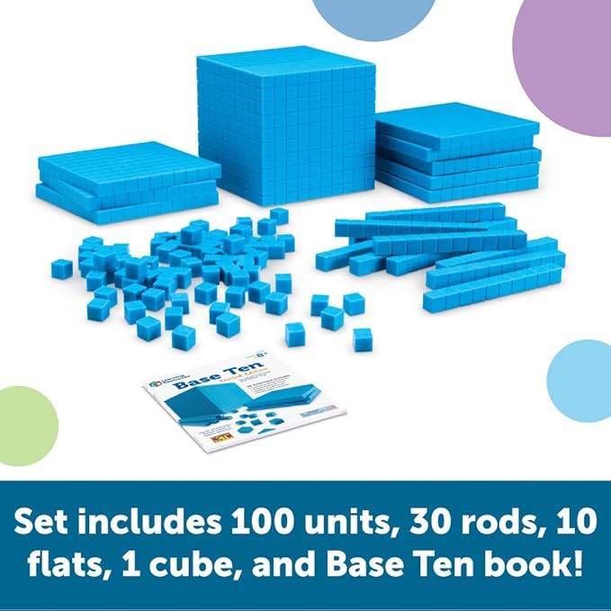 Learning Resources Plastic Base Ten Starter Set - 1st Grade Math Manipulatives for Elementary School Classroom, Learn Place Value, Base 10 Blocks for Math, Kids Counting Blocks and Teacher Supplies
