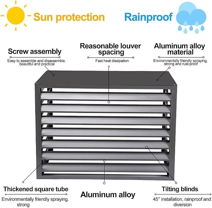 Aluminum Air Conditioner Fence Set of 2, Louvered Outdoor AC Unit Cover