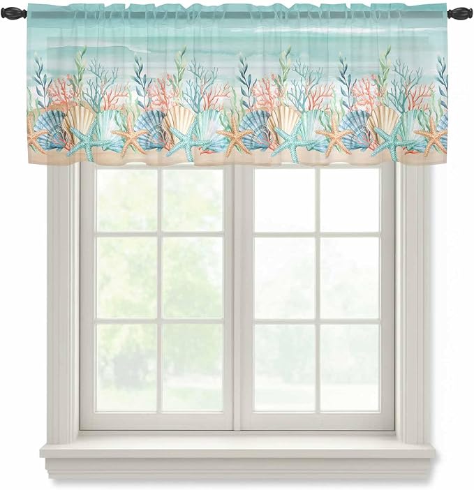 Summer Beach Sheer Valance Curtains