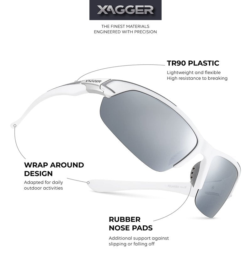 Xagger Polarized Sport Sunglasses for Men Women Wrap Around UV400 Running Baseball Softball Cycling Golf Hiking Fishing Driving Glasses