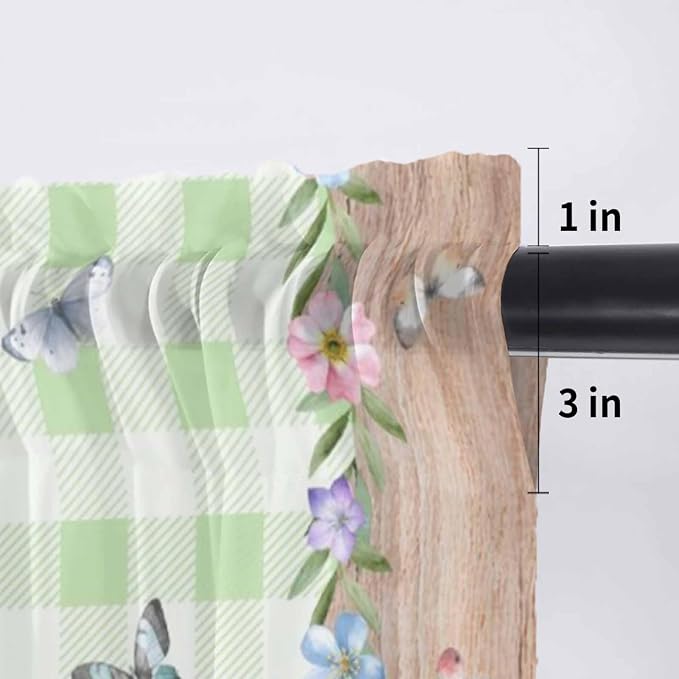 Easter Sheer Valances for Windows 42"x12", Light Filtering Kitchen Curtains