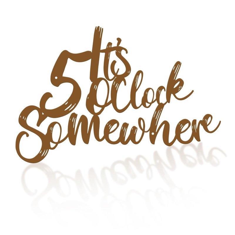 Resama It's 5 o'clock Somewhere Metal Wall Art for Bar Sign, Home Decor Ideas, Kitchen Wall Decor (Brown)