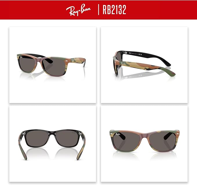 Ray-Ban RB2132 NEW WAYFARER 55MM Square Sunglasses For Men For Women +BUNDLE with ACCESSORY EYEWEAR KIT