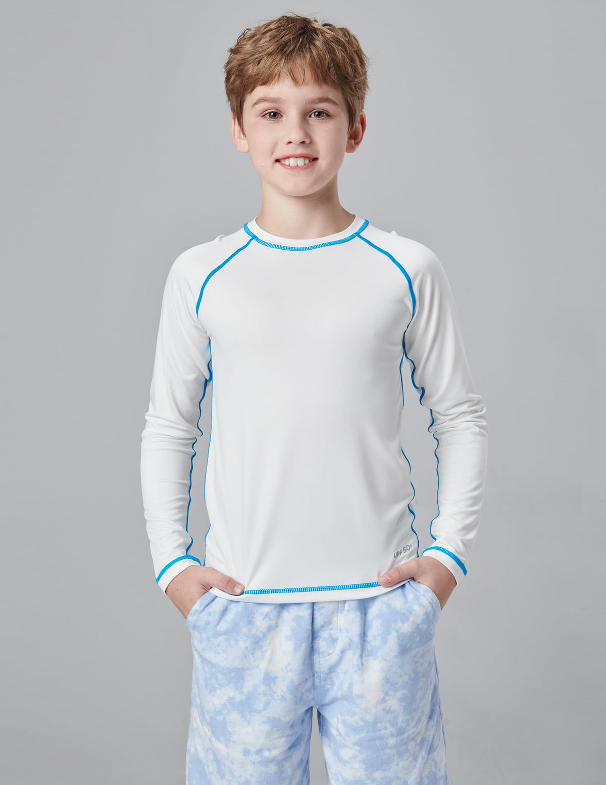3 Pack Boys' UPF 50+ Rash Guard Long Sleeve Swim Shirts, Quick Dry UV Protection Swimwear for Kids (Set 2, X-Small)
