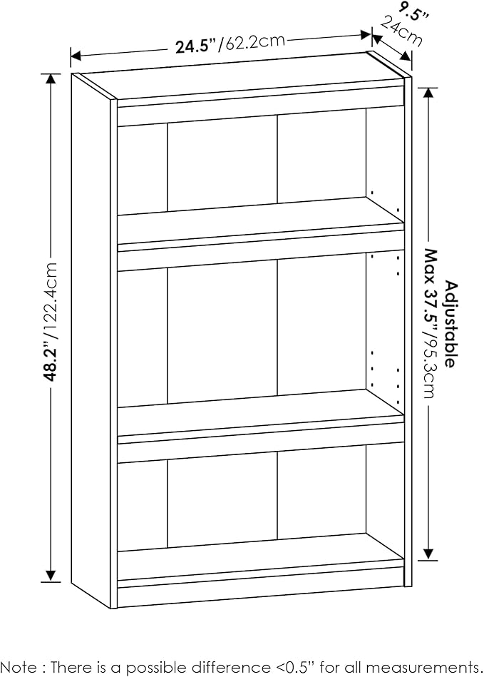 Furinno Jaya Enhanced Home Bookcase 3-Tier Adjustable Bookshelf, Amber Pine