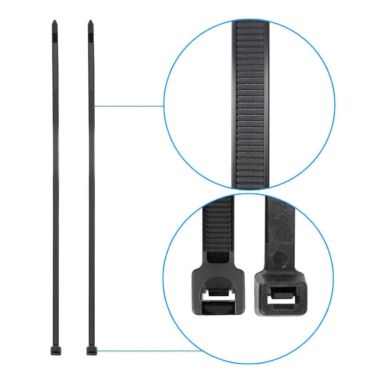 Superun Black Zip Ties 6 Inch, 40 Lbs Tensile Strength Wire Ties (Industrial Grade Cable Ties) Pack of 100