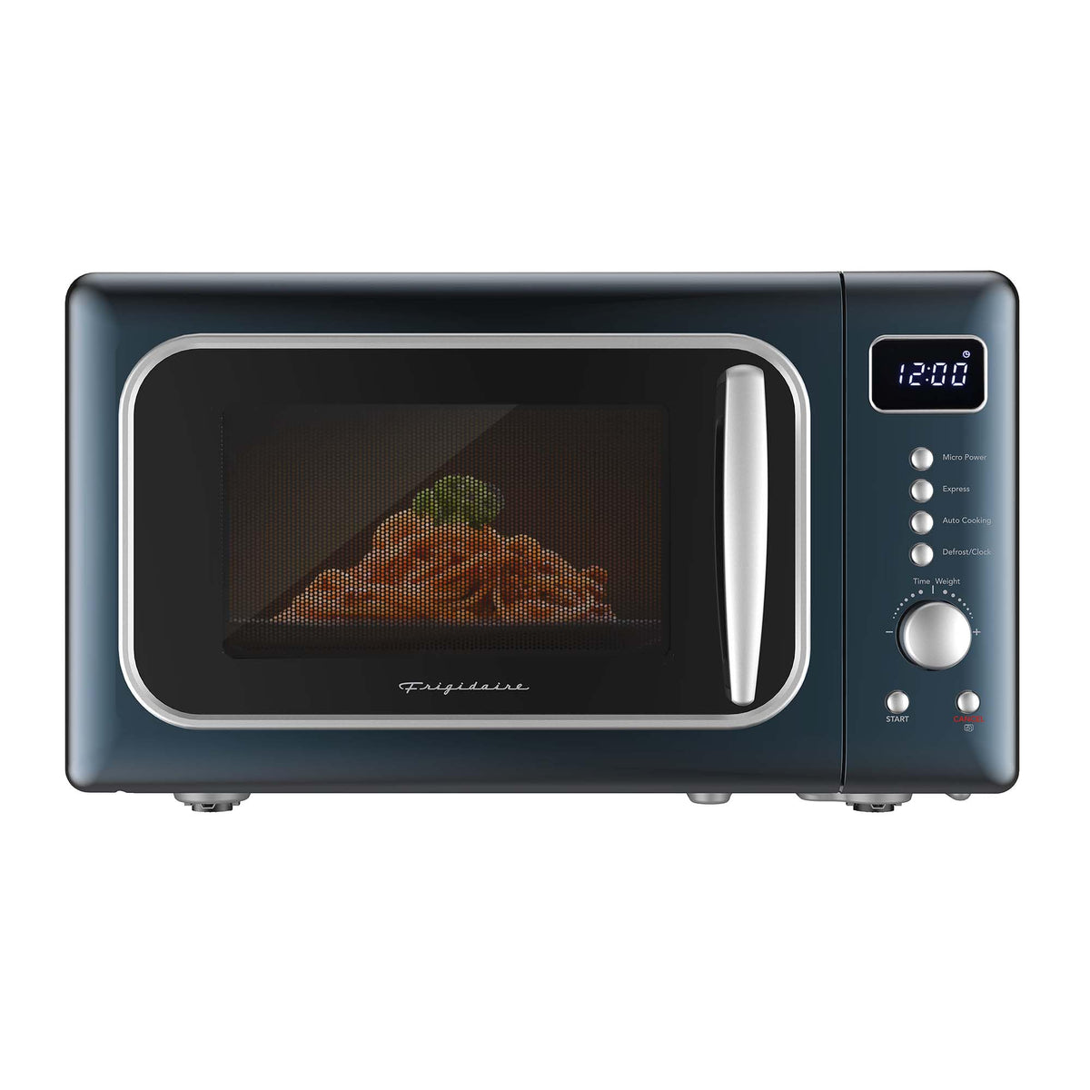 Frigidaire, 0.7 Cu. Ft. Retro Countertop Microwave Oven, 700W Compact Microwave with 8 Auto Cook Menus, Auto Defrost, 5 Power Levels, LED Display, Glass Turntable, White-RoseGold