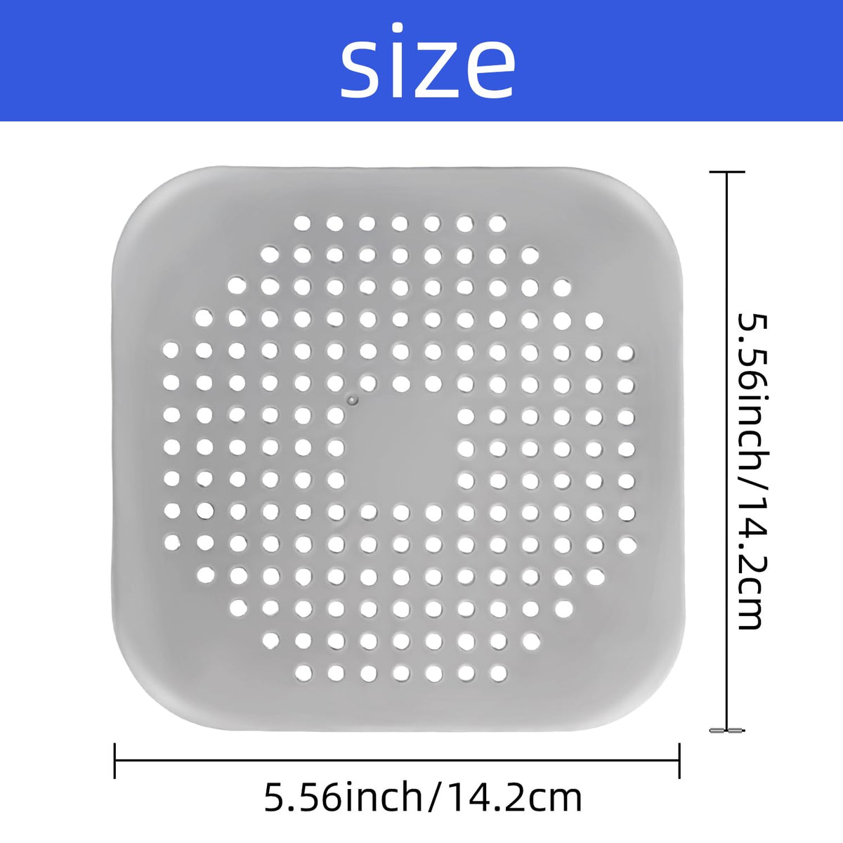 4 Pack Shower Drain Hair Catcher, Silicone Hair Stopper with Suction Cup, Drain Strainer for Bathroom, Bathtub & Kitchen Sink - Grey