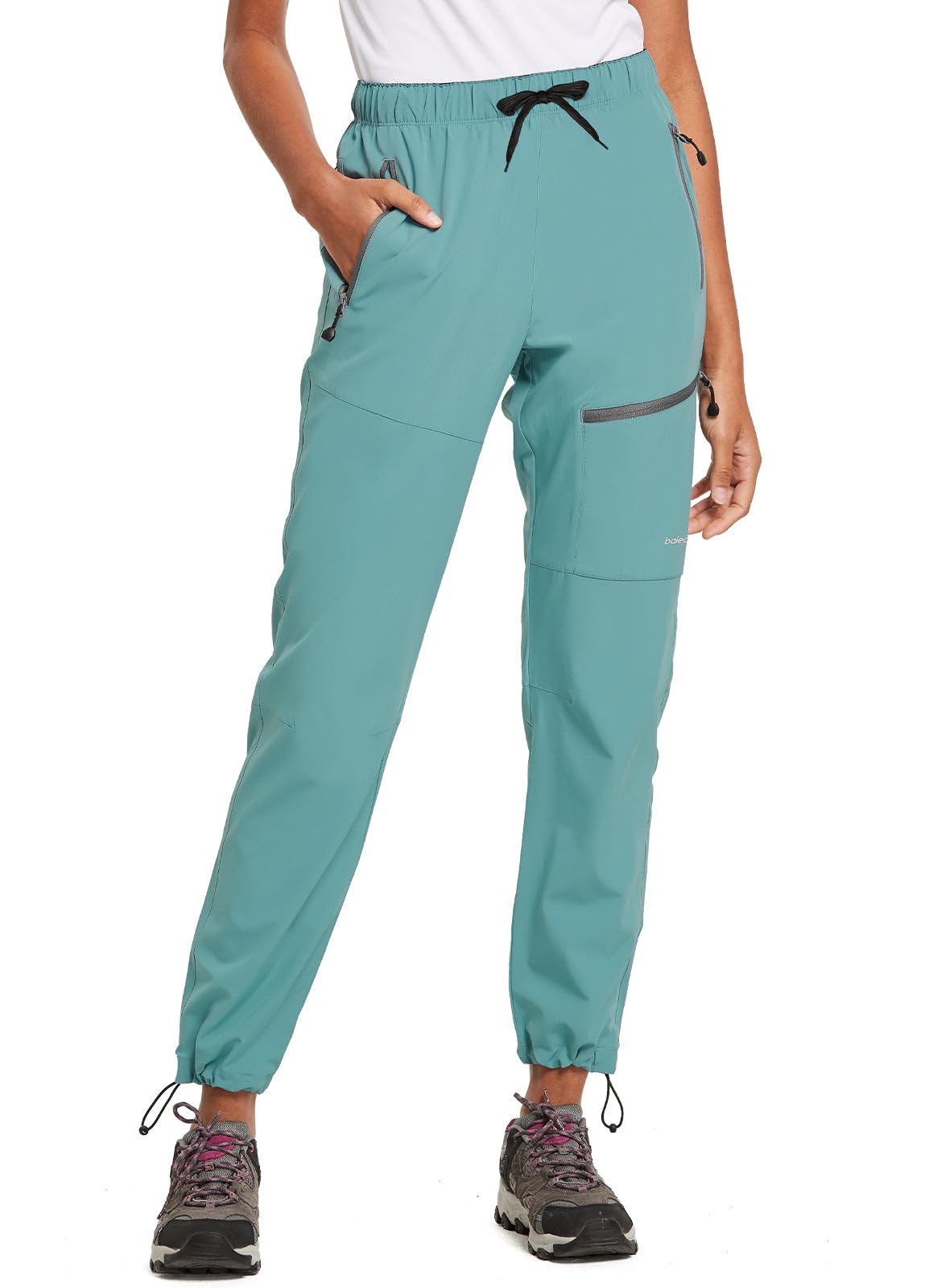 baleaf Women's Hiking Pants Quick Dry Lightweight Water Resistant Stretch Cargo Pants with Zipper Pockets Travel Camping 29''-Pond M