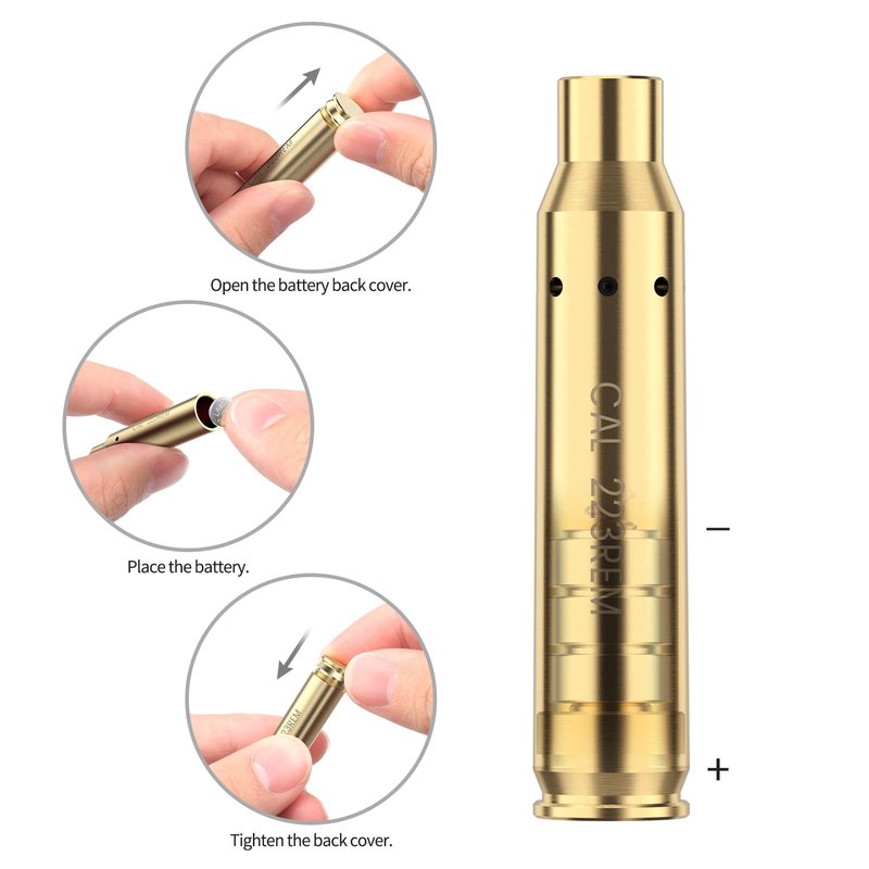 Feyachi 223 5.56 Laser Bore Sight .223 Rem 5.56mm NATO Red/Green Laser Boresighter for Cal 223 556 with 3 Sets of Batteries