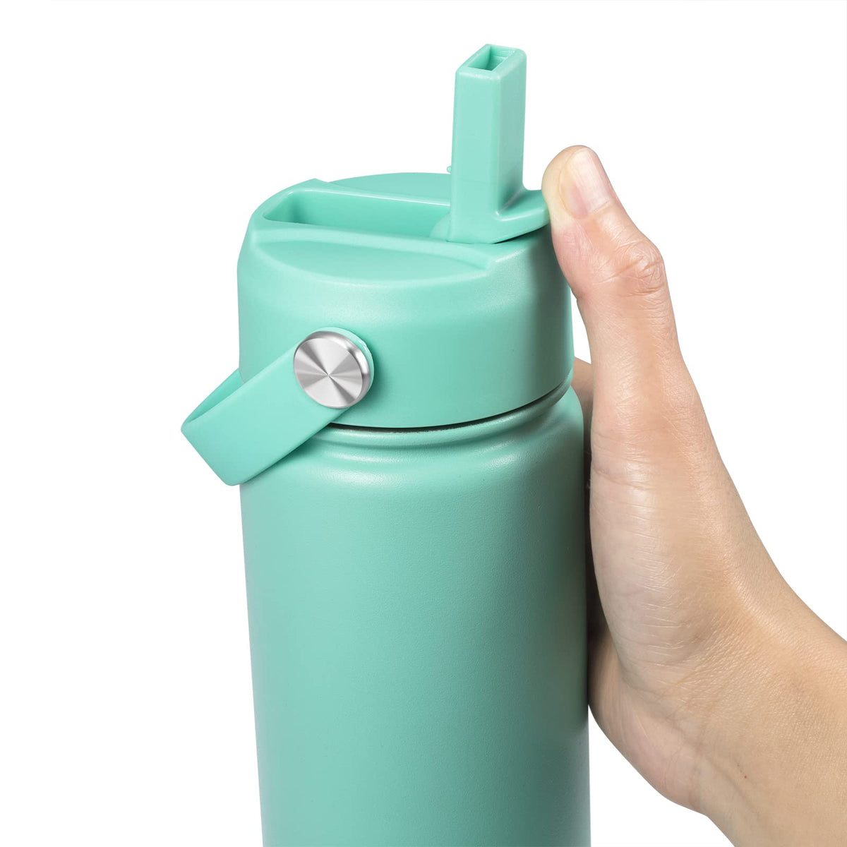 Straw Lid for Hydro Flask Wide Mouth Water Bottles, Top Lids with Straw Compatible with Hydro Flask 32 40 oz, Replacement Cap Wide Mouth Straws Flip Lid Flex Handle (Mint)