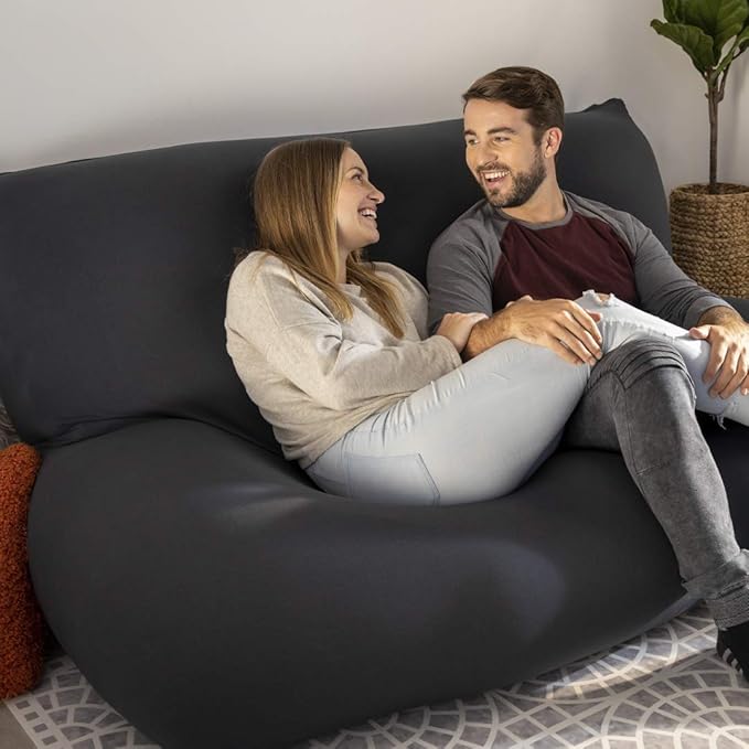 Yogibo Double Oversized Bean Bag Chair, Beanbag Bed with a Washable Outer Cover, Cozy Sofa for Gaming, Reading, and Relaxing, Filled with Soft Mini Beads, Orange