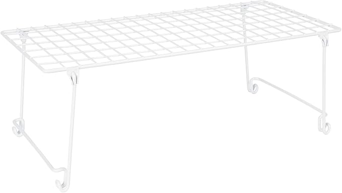 ClosetMaid Stack and Hang Wire Shelf, 21.5'' x 10.75'' x 7.87'' Stainless Steel Organizer Unit for Closets, Kitchen, Laundry Room, White