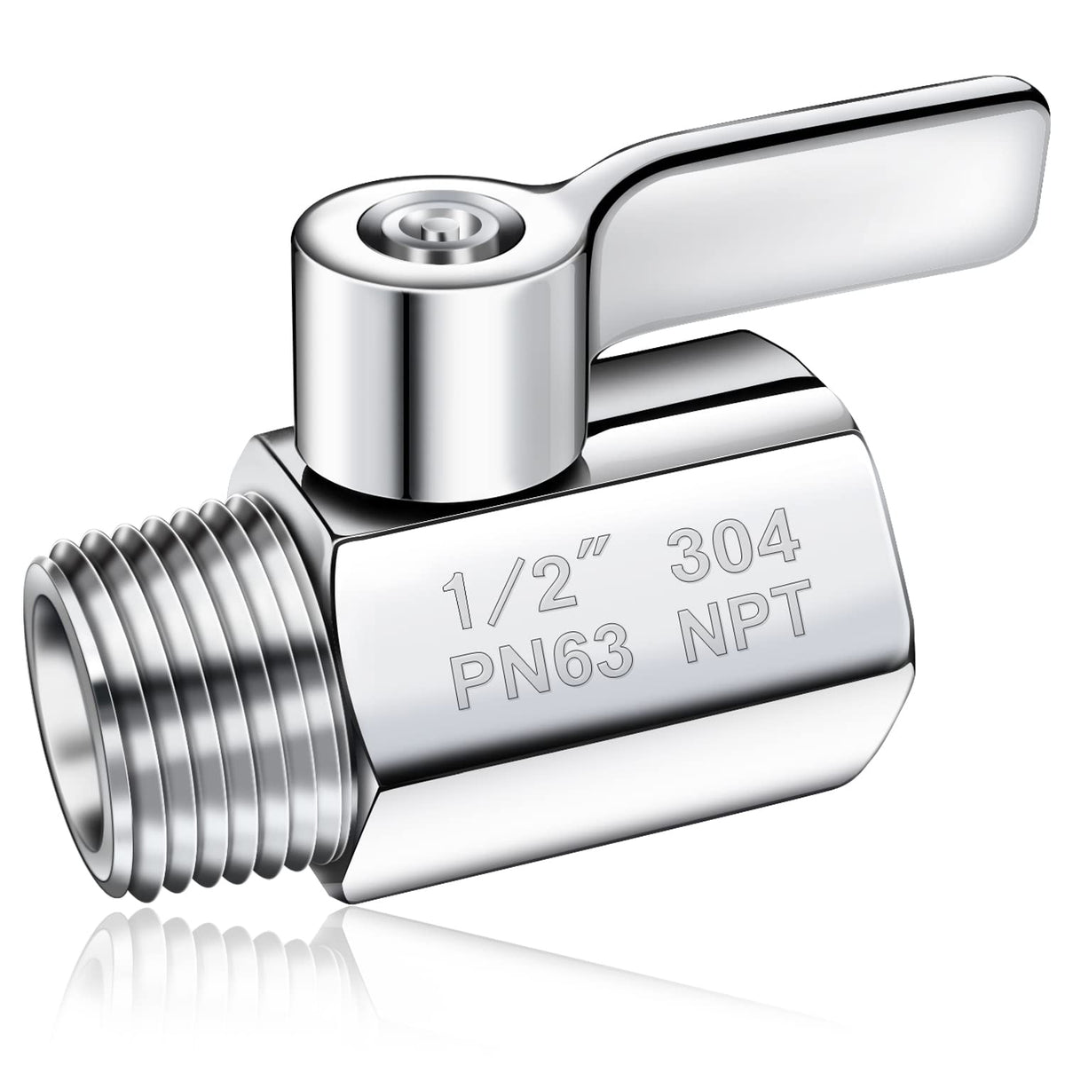 Shower Head Shut Off Valve 304 Stainless Steel Mini Ball Valve(1/2" Female X Male) NPT Thread Water Flow Control Valve Regulator