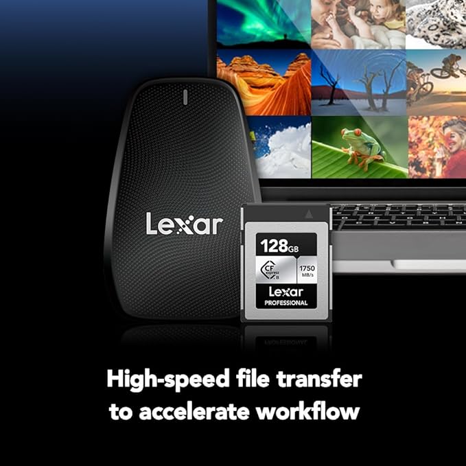 Lexar 128GB Professional CFexpress Type B Silver Series Memory Card, for Photographers, Videographers, Up to 1750/1300 MB/s, 8K Video (LCXEXSL128G-RNENG)