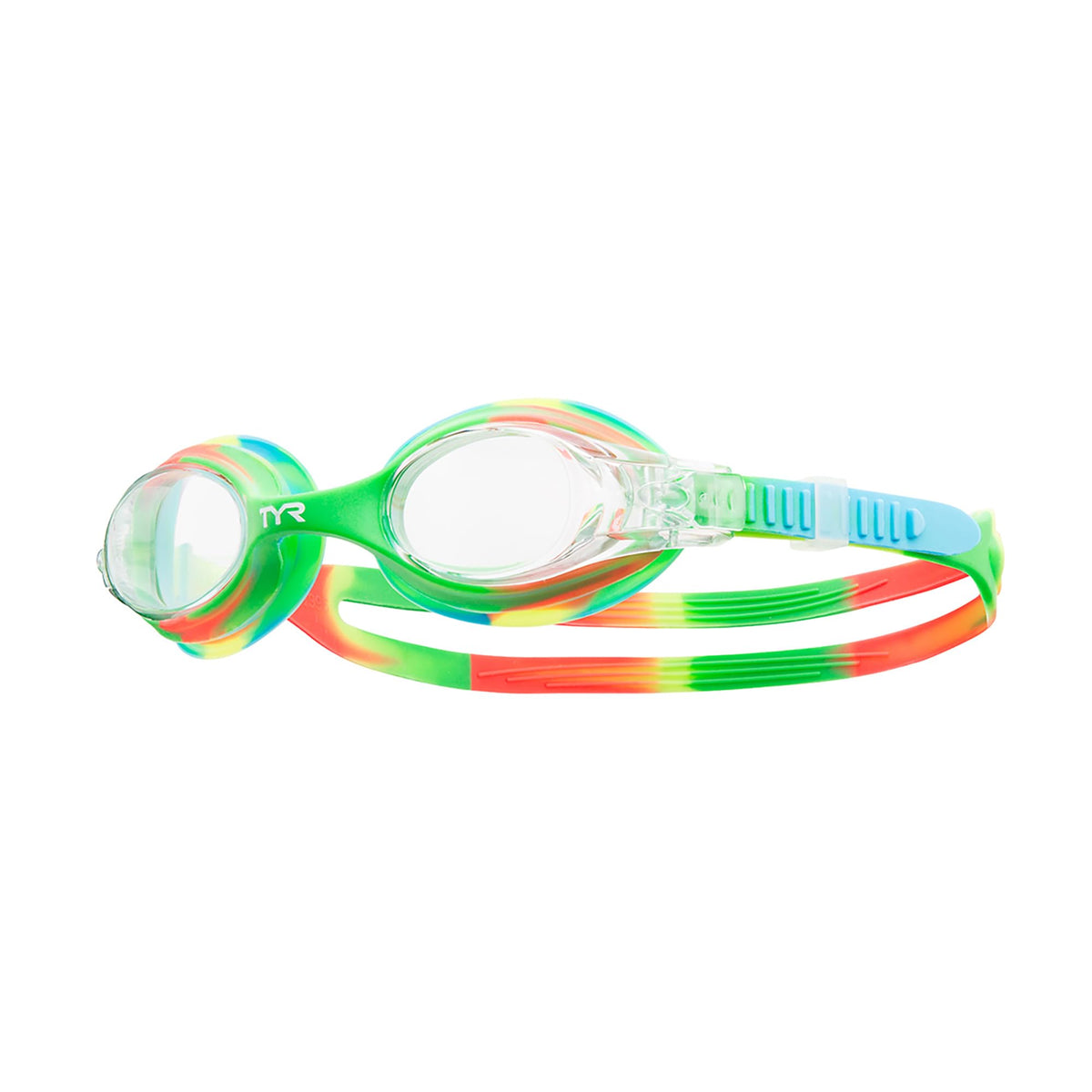 TYR Kids' Swimple Goggles - Colorful Swim Goggles for Beginners, Green/Orange