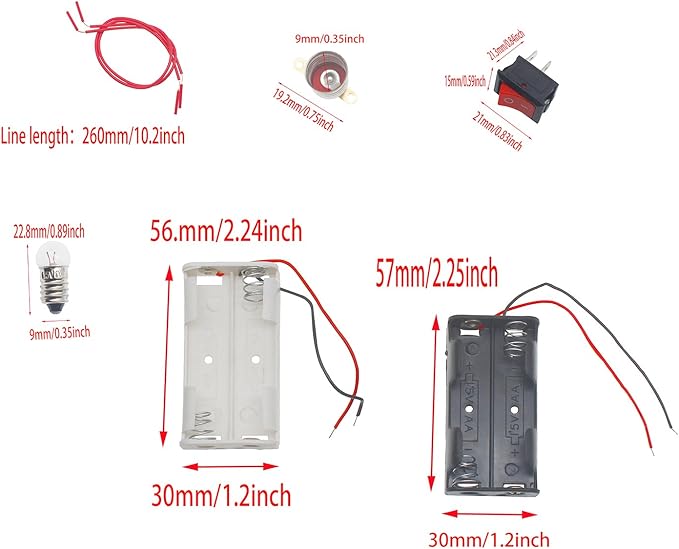 FDXGYH 1 Pack Electrical Circuit Experiment Kit DIY Circuit Experiment Small Bulb Lights up Kit Battery Box Lamp Holder Switch for Home School Educational Kit (2.5V)