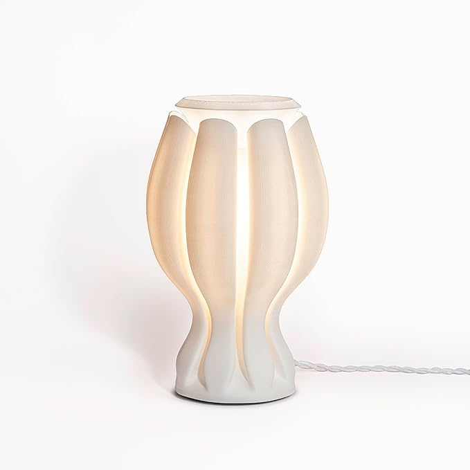 JONATHAN Y 13" White Flower 3D Printed Table Lamp, Dimmable LED Bedside Lamp for Bedroom, Coastal Tropical Nightstand Light, Modern Bohemian Desk Lamp for Living Room (USA1005B)
