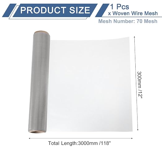 uxcell 70 Mesh 118" x 12" Woven Wire Mesh, 304 Stainless Steel Air Vent Filter