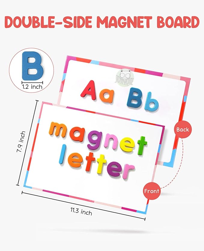 Magnetic Alphabet Letters+Phonics Word Magnetic Letter Tiles-JoyCat 265 Alphabet Tiles, Magnetic Letters Kit with Word-Building Folder and Storage Case, Kindergarten Phonics Awareness, Science of Read