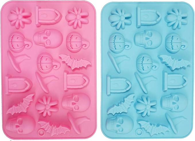 2 Pack Chocolate Molds, Cute Characters Silicone Molds, Chocolate Cake Molds, for Making Chocolate, Candy, Gummy, Jello, Ice, Wax Melts, for Party, A Spooky - Themed Gift, Baking (Halloween Themed)