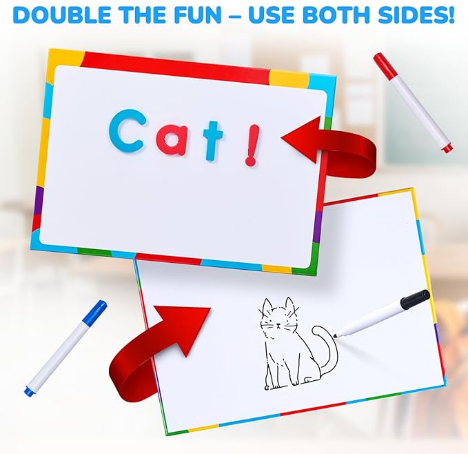 JoyCat Classroom Magnetic Letters Kit 234 Pcs with Double-Side Magnet Board - Foam Fridge Alphabet Letters for Kids Spelling and Learning-Pack of 10