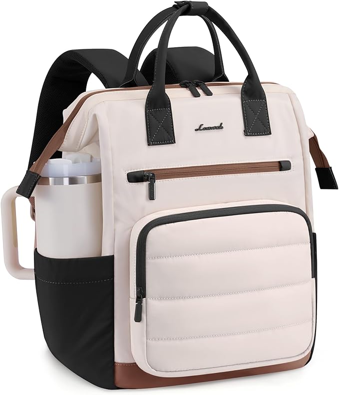 LOVEVOOK Puffer Laptop Backpack for Women, 17 Inch Work Backpack purse for Nurse Teacher, College Back to School Bookbag for Teen Girls, Personal Item Travel Bag Computer Daypack for Daily Commute