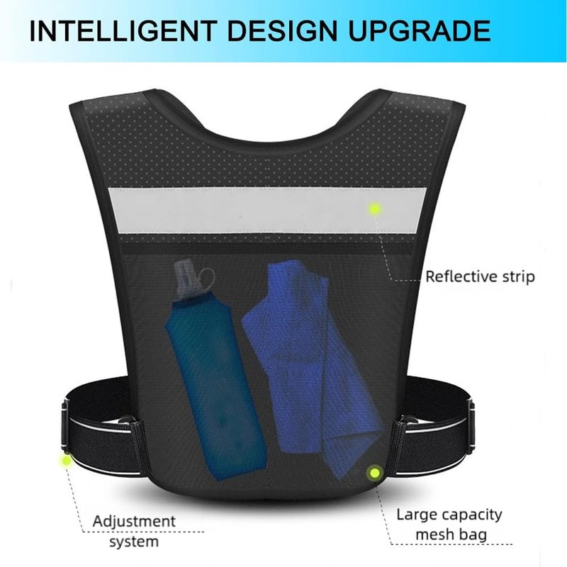 Running Vest for Men Women, Adjustable Hydration Vest with 500ml Soft Water Bottle, Reflective Hydration Pack for Trail Marathon Running, Hiking, Cycling