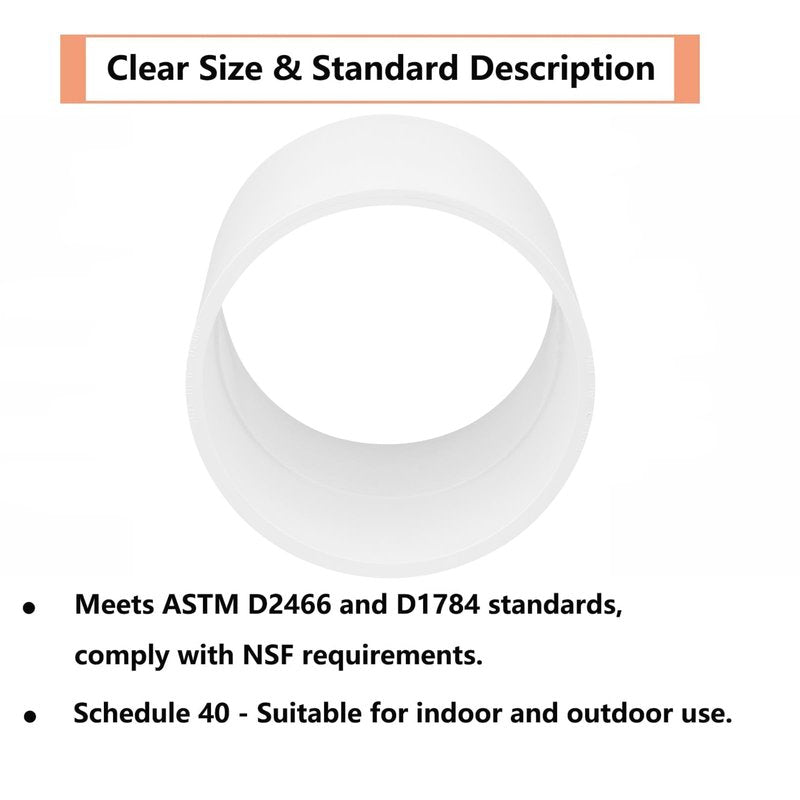6" PVC Pipe Coupling Adapter Pipe Fittings (Socket x Socket) Contractor Pack Schedule 40 Heavy Duty 6 Inch PVC Slip Socket Connectors for DIY PVC Shelf Garden Support Structure, White