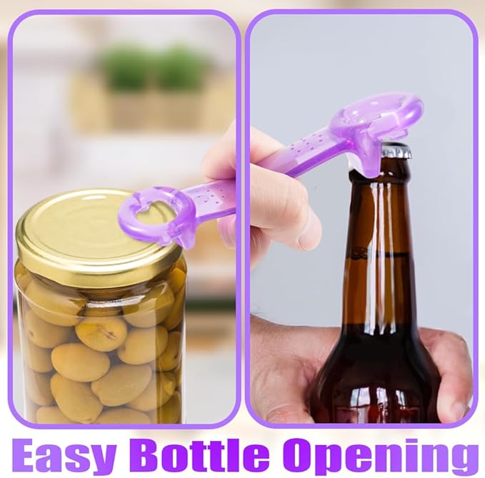 FDKYOEK 2 PCS Jar Opener, Jar Key Opener, Easy Grip Jar Lid Opener for Weak Hands, Plastic Jar Opener for Elderly and Seniors