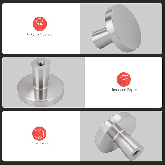 homdiy 5 Pack Brushed Nickel Cabinet Knobs Round Kitchen Handles Zinc Alloy Metal Hardware for Dresser Drawer Desk Cupboard