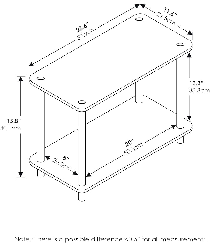 Furinno Turn-N 2-Tier No Tools Tube Shelf/End Table, Single, Beech/White (Pack of 4)