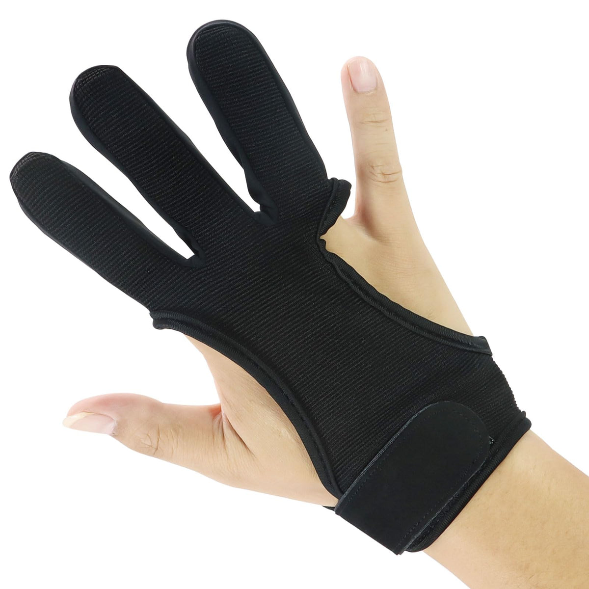 lenpestia Archery Gloves Archery Protective Gloves Three Finger Leather Protective Gloves Comfortable Guard for Youth Adult Beginner (Black, Large)
