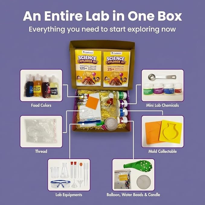 PW Science Kit for Explorer Kids with Instructions Manual 150+ Fun & Educational Science Experiments Kit DIY Kit for Kids Ages 8+ STEM Learning Toy & Kit Multicolor