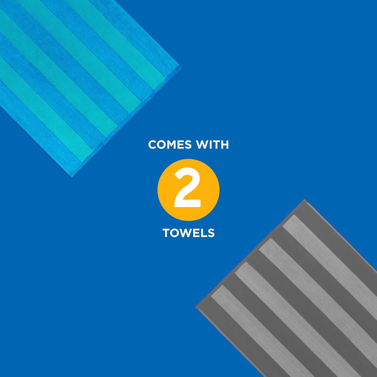 KAUFMAN - Velour Multi-Color Cabana Striped Beach Towels | 100% Cotton Beach Towel Pack 30" x 60" | Absorbent, Quick-Drying Pool Towels for Adults (2 Pack)