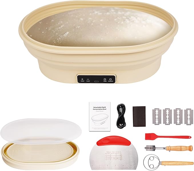 XPXKJ Heating Bread Proofing Basket (11.1×7.2×4.2'')