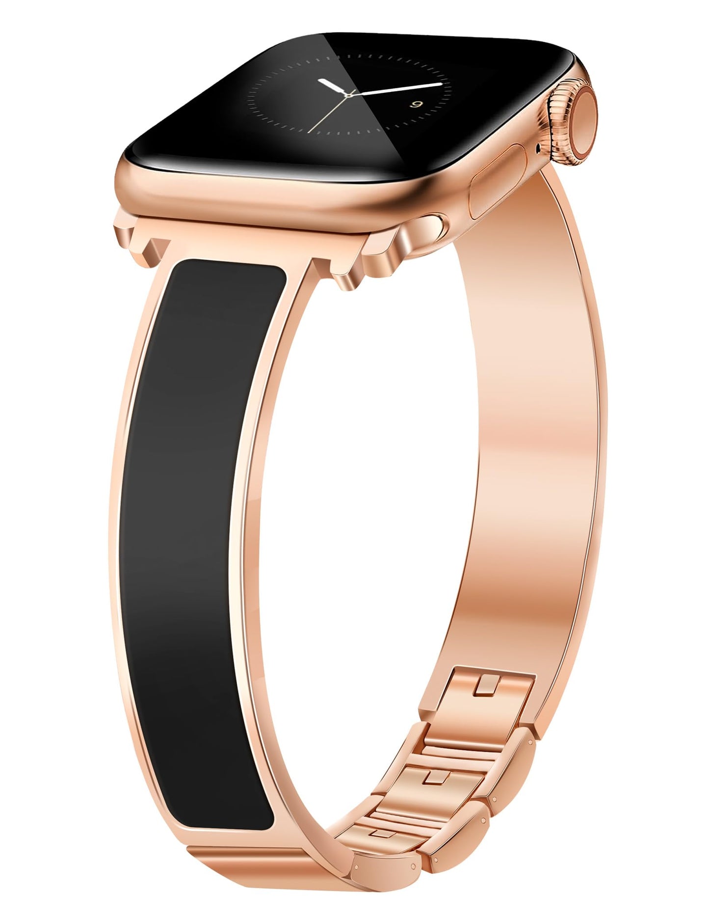 Rose Gold Slim Watch Bands for Women Compatible with Apple Watch 38mm 40mm 41mm 42mm (S10) Jewelry Dressy Bracelet Metal Strap Adjustable for iWatch Series 10/9/8/7/6/5/4/3/2/1/SE