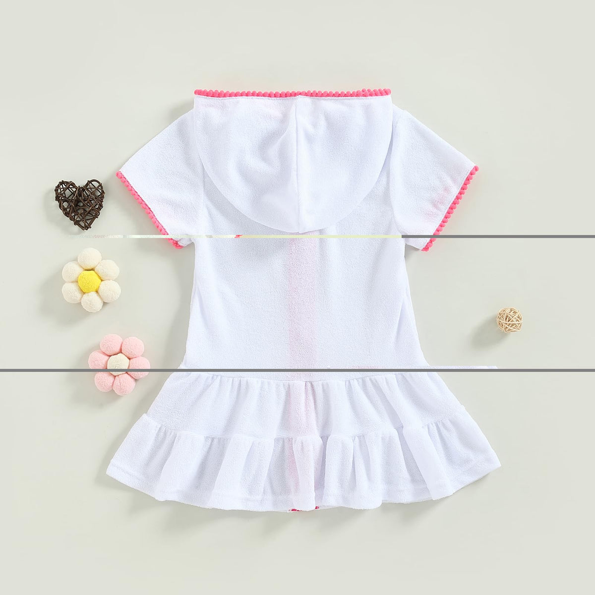 Toddler Little Girl Swim Cover Up Beach Towel Robe Bathing Suit Cover Ups Swimsuit Summer Baby Beach Essentials (White, 7-8 Years)