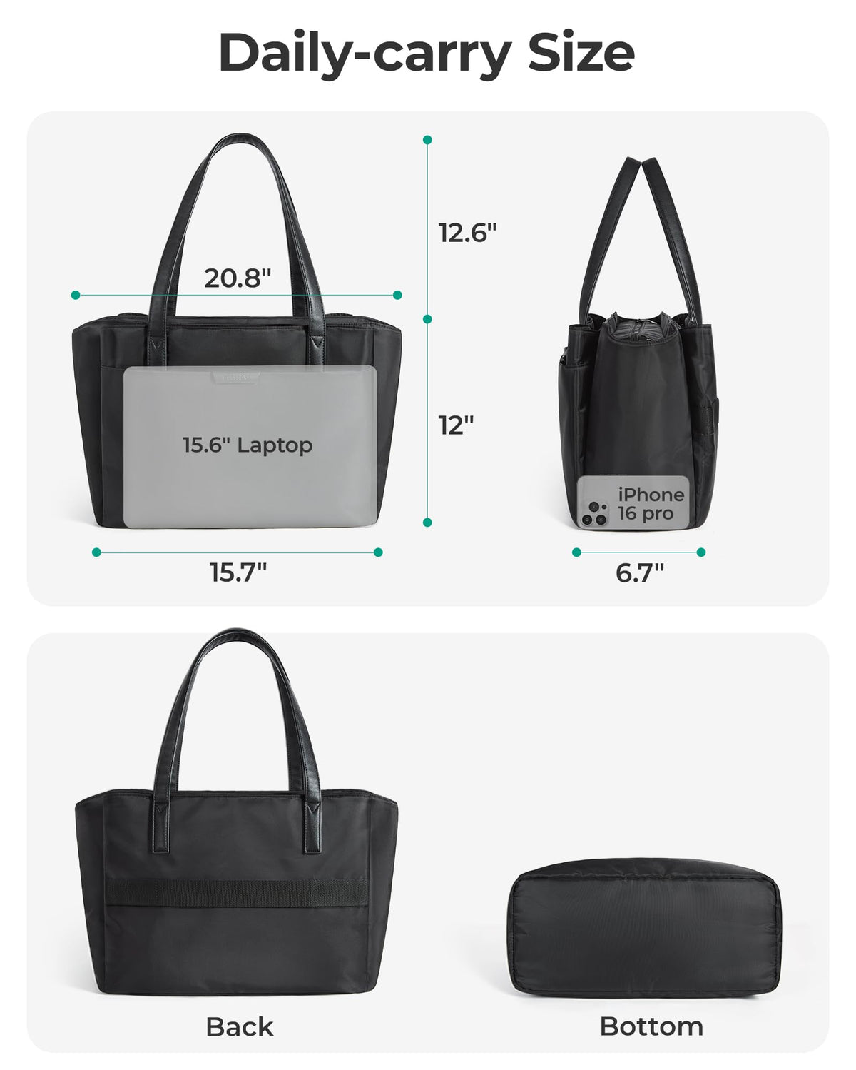 BAGSMART Tote Bag for Women Work, Large Tote Bag with Zipper Teacher Tote with Compartments, Work Tote Women's Purse Shoulder Handbag with Strap for Travel