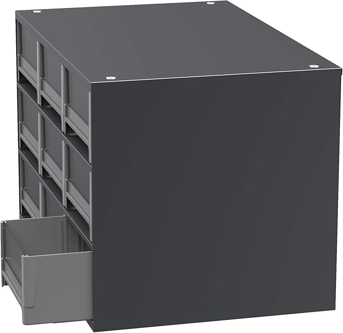 Akro-Mils Steel Garage Storage Cabinet, Small Parts Organizer Metal Cabinet for Hardware, Nails, Screws, Bolts, Nuts, and More, 17" W x 11" D x 11" H, 9-Drawer, Gray Cabinet/Gray Drawers (19909)